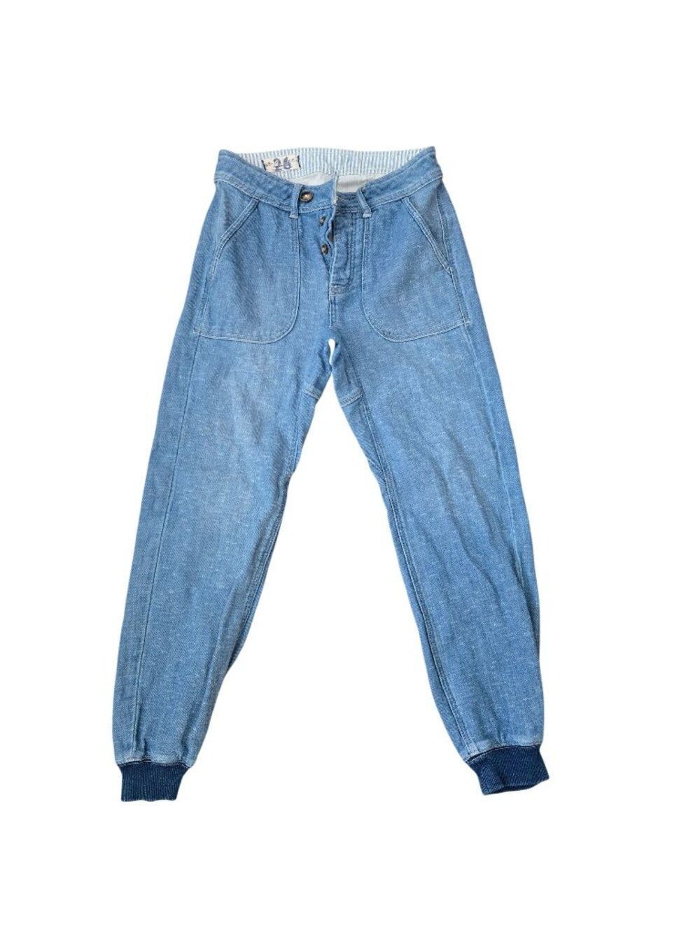 We The Free People Blue Denim Jogger Pants Size 26 Button Fly
